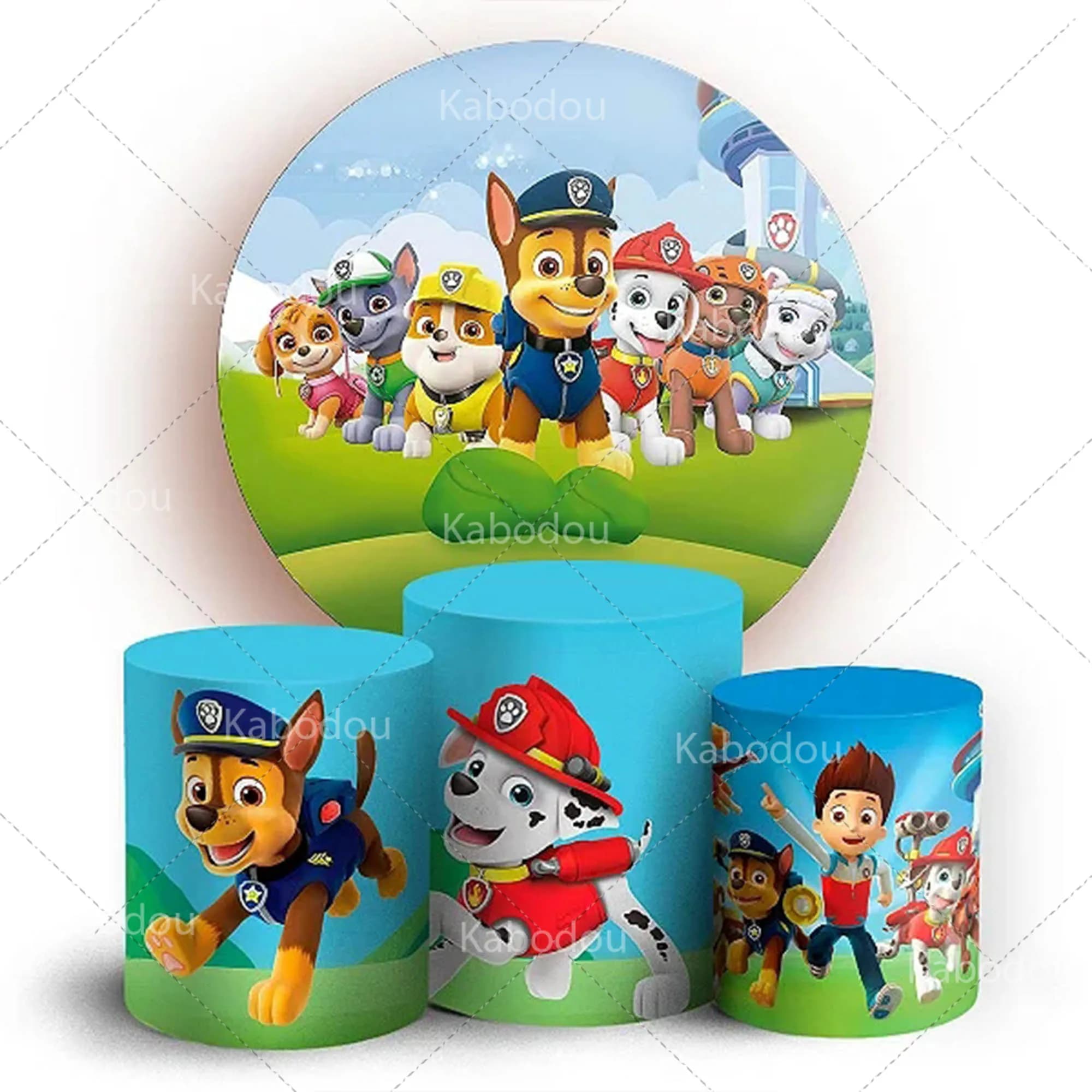 Sfondo Rotondo Paw Patrol per Feste di Compleanno dei Bambini, Decorazione per Fotografia, Copertura Cilindrica per Baby Shower, Accessorio da Studio