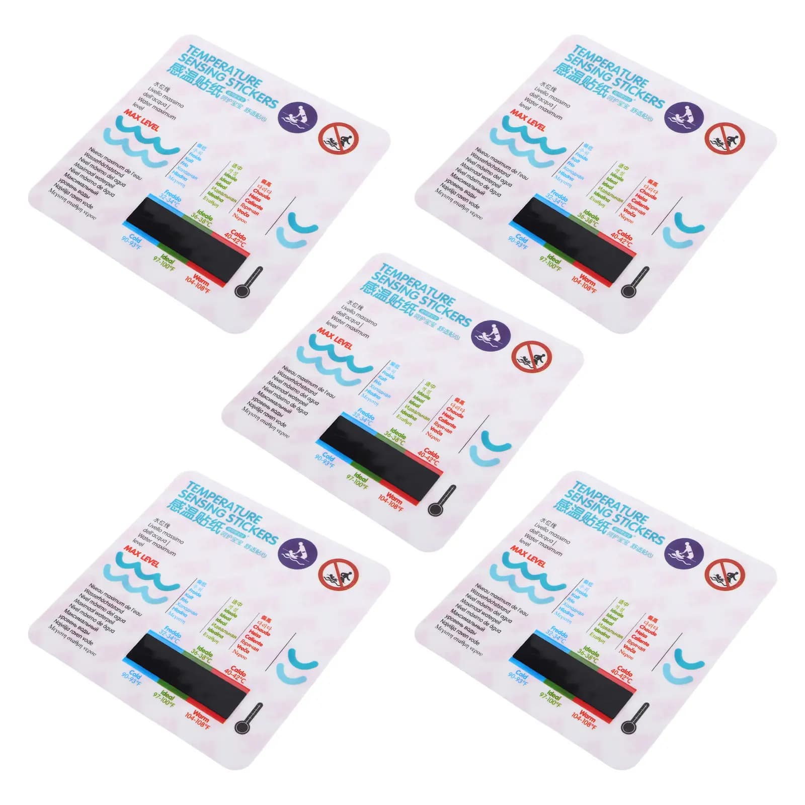 5Pcs Baby Bath Thermometer Sticker Waterproof LCD Display Adhesive Water Temperature Monitor for Bathtub Aquarium Bathroom Kids