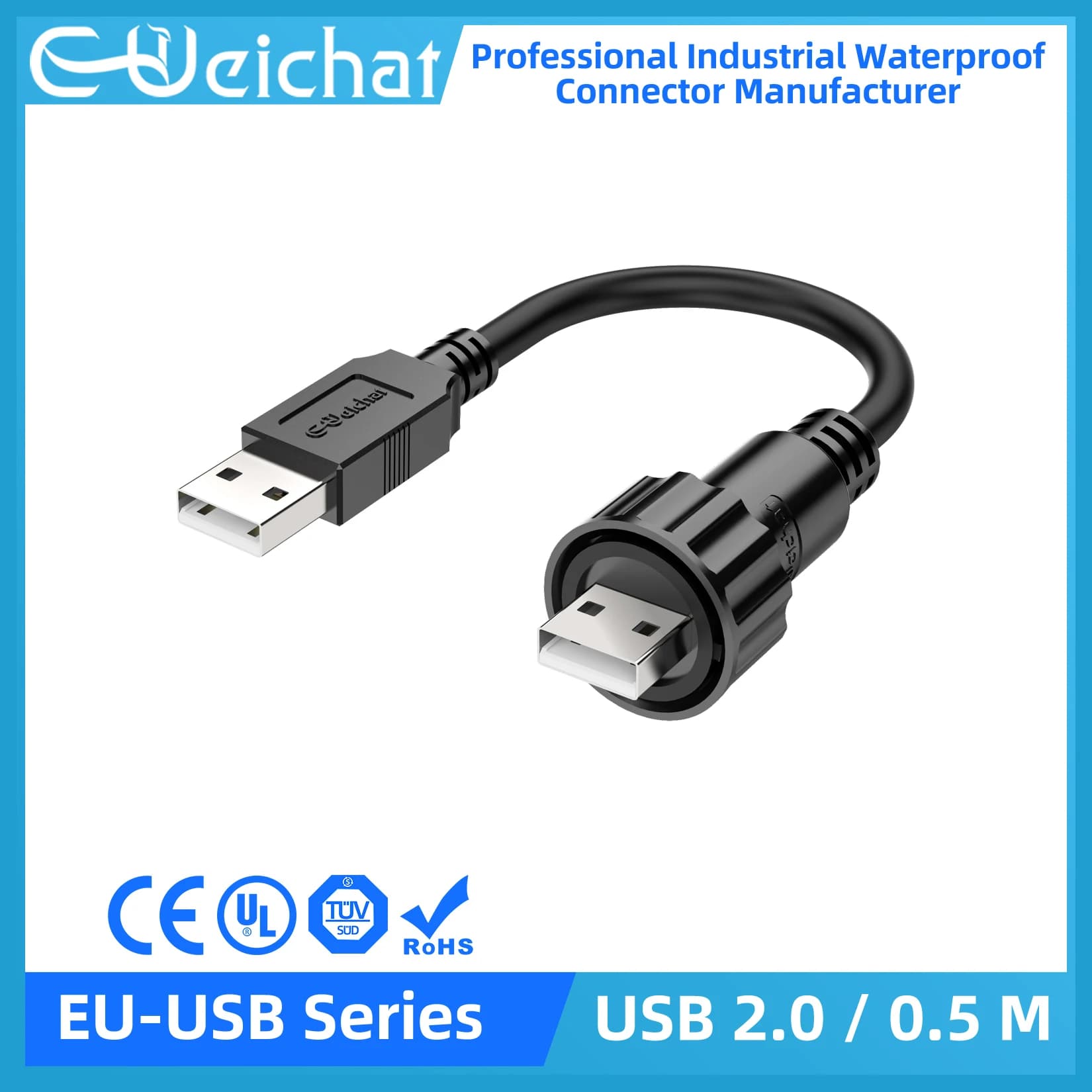Connettore USB 2.0 E-WeiChat IP67 Impermeabile, Ricarica Rapida e Sincronizzazione Dati per PC, Telefono, Laptop, HDD Esterno