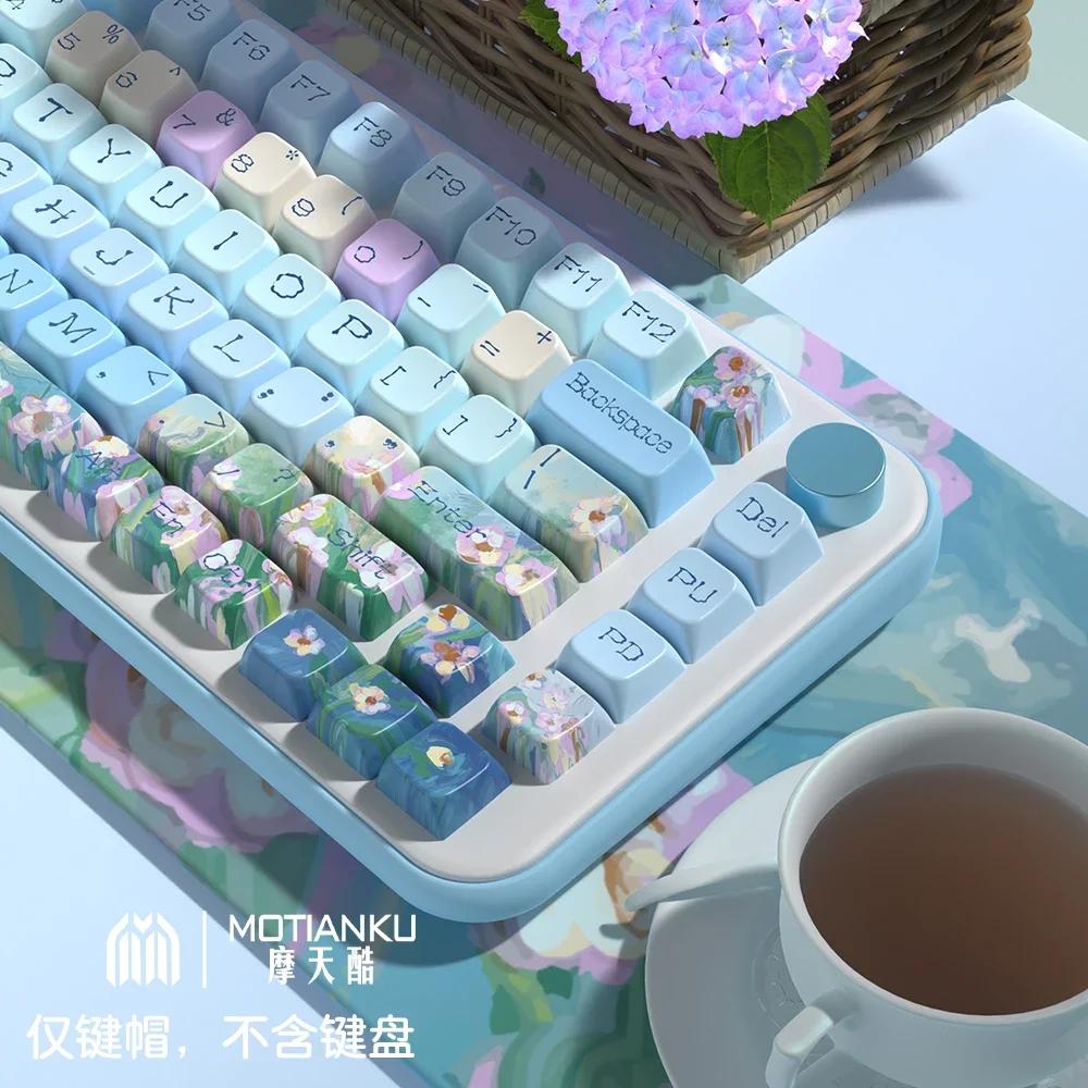 Small Daisy Gradual Change Blue MDA/Original Plate, Mechanical Keyboard Cap