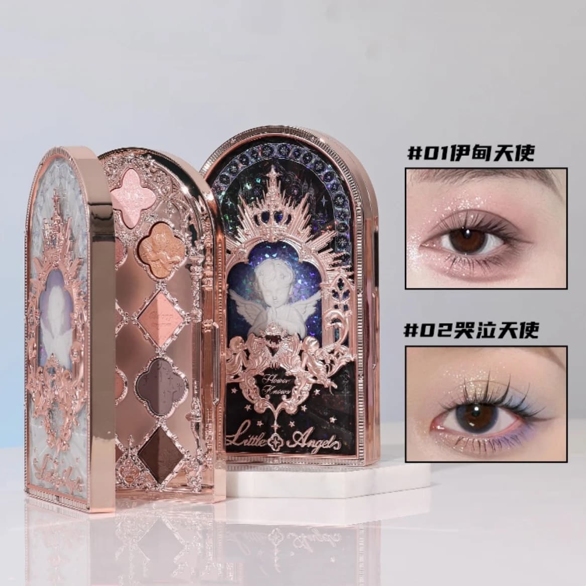 Flower Knows Little Angel Collection Ombretto a nove colori 10,5 g Cosmetici delicati per il trucco degli occhi camaleonte opaco