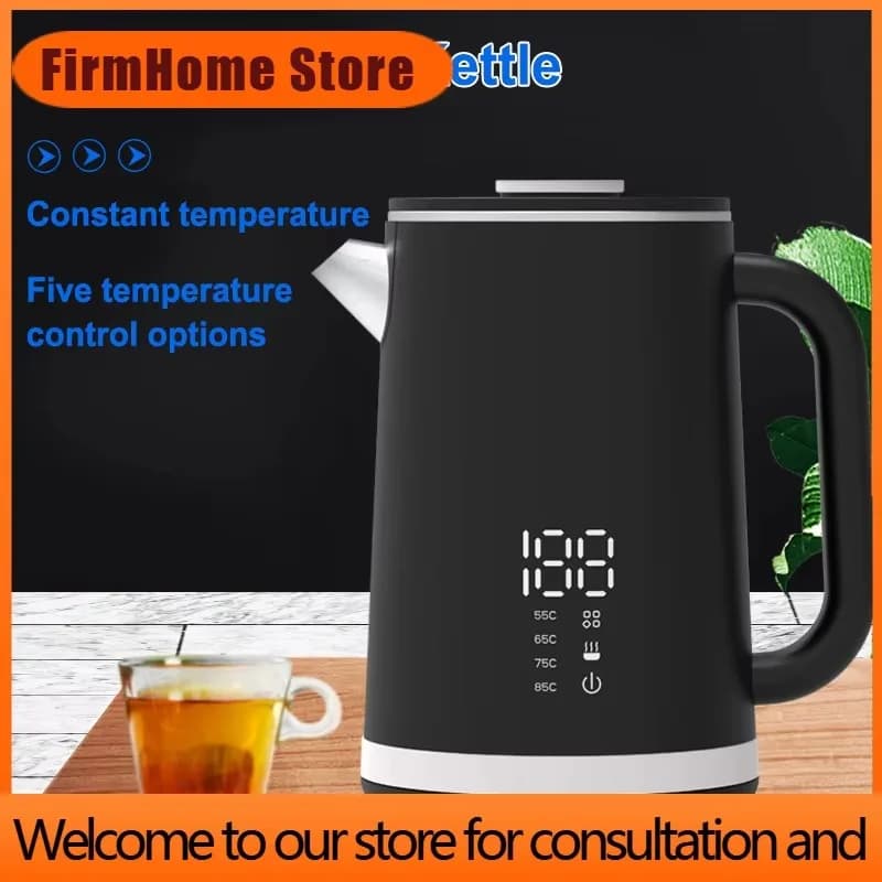FirmHome StoreNew LED Constant Temperature Smart Electric Kettle Portable Temperature Adjustable Kettle Household 1500W 1.6L Ele
