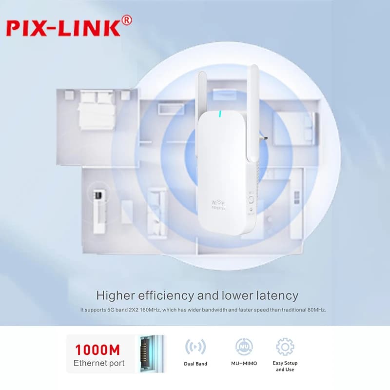 AX3000Mbps WiFi 6 Repeater For Stable Home Network 5 Antennas Dual Band Gigabit Port Signal Booster for Home and Office AX13