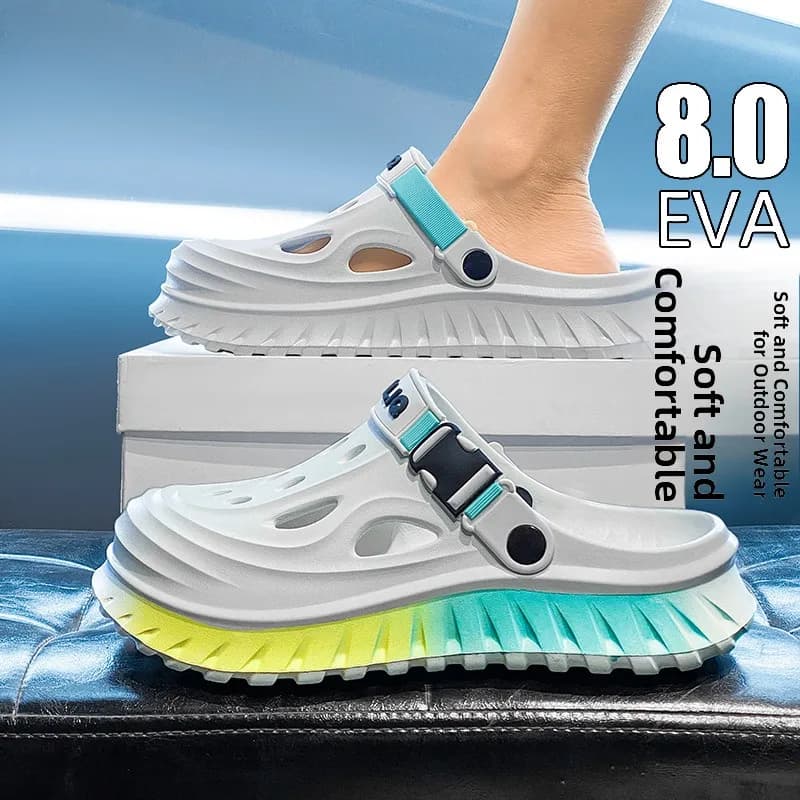 Men's Summer Trendy Brand Outdoor Anti-slip Wear-resistant Toe Cover Slippers Thick Bottom Two-use Driving Sports Beach Sandals