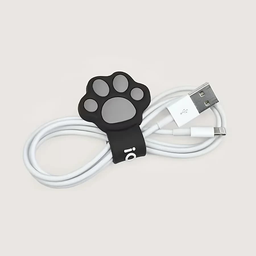 2 avvolgicavi a forma di zampa di gatto per auricolari, cavi dati, cavi di ricarica, organizer portatile e pratico per cavi auricolari