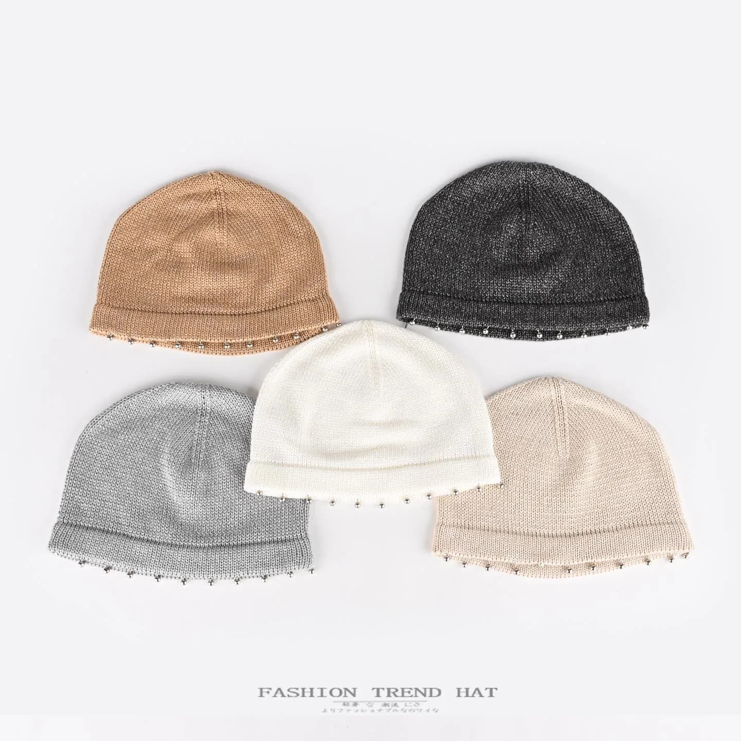Cappello coreano in maglia con perline di metallo resistente da donna Berretto invernale di design oversize Berretto premium all'uncinetto per testa grande