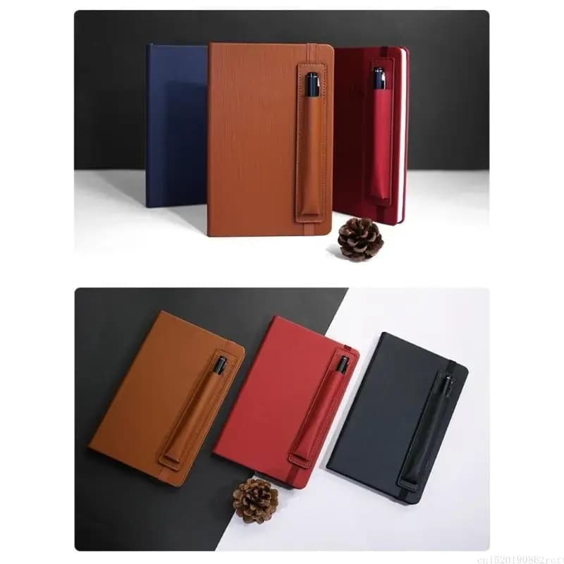 D5BB Small Planner Notepads with Elastic Bands Pen Holder PU Leather Journal