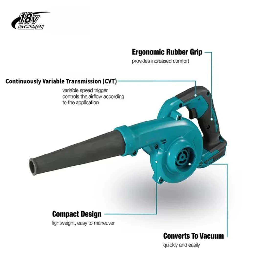 Soffiatore a batteria portatile Makita 18V Li-Ion, soffiatore elettrico, aspiratore da giardino, raccoglitore di polvere per computer