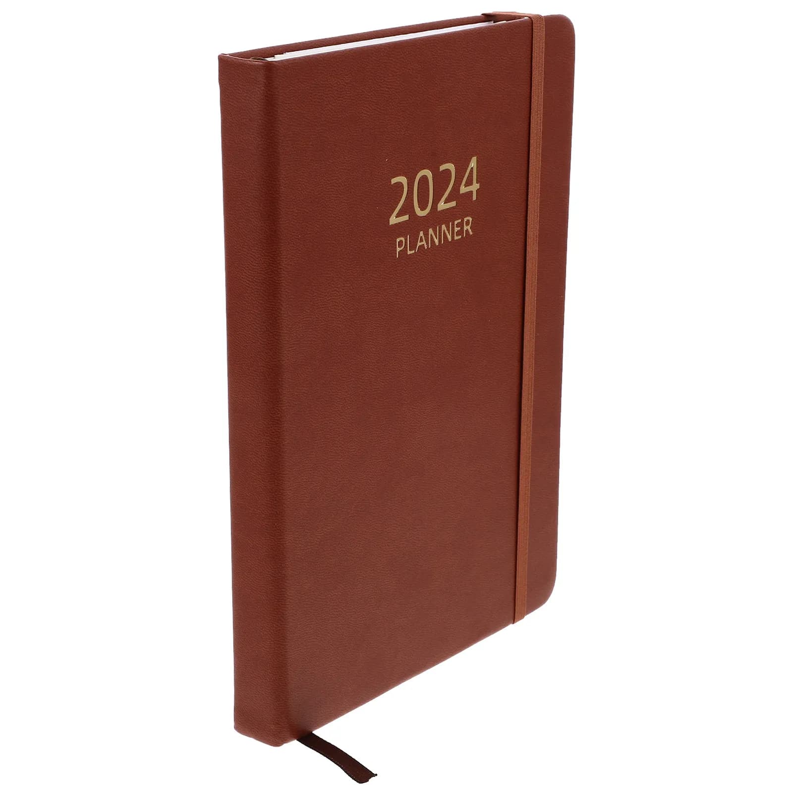 Quaderni per la pianificazione annuale in inglese, formato A5, marrone, multifunzione, portatile, agenda giornaliera, quaderno per scrivere, per viaggi e ufficio