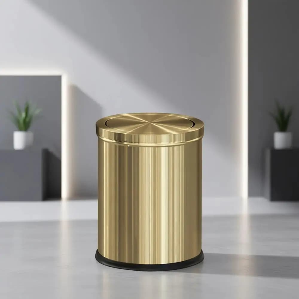 Cestino per Rifiuti da Bagno Dorato da 15L/4GAL con Coperchio per Casa, Soggiorno e Hotel