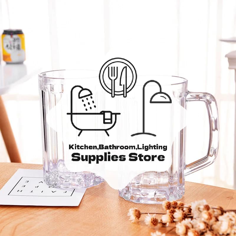 500ML Transparent Beer Mug Plastic Unbreakable Breakfast Milk Coffee Juice Water Cup Barware Drinkware for Home Party Bar KTV