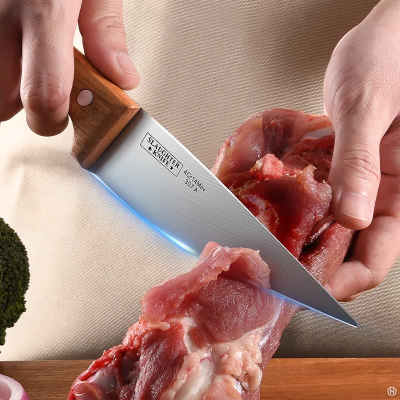 Cooking meat slicer, bone slicer by chef, stainless steel peeler, meat slicer, pork, beef, fish, wooden handle U9195