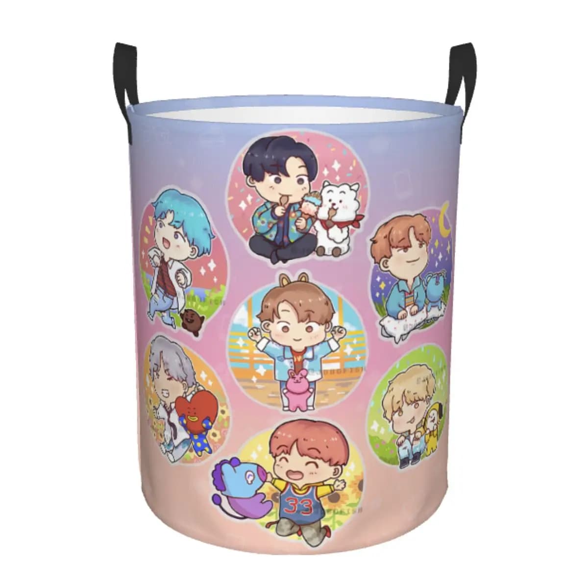 Custom Fashion Trends Kpops Boy Band Laundry Basket Collapsible Cartoon Clothing Hamper Toys Organizer Storage Bins