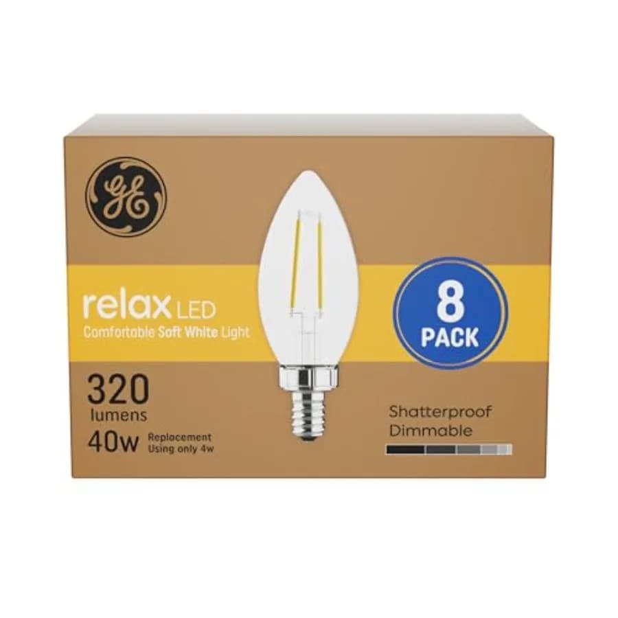 Lampadine LED Relax a Luce Soffusa Bianca 40 Watt, Decorative Trasparenti B11 con Base Piccola, Confezione da 8