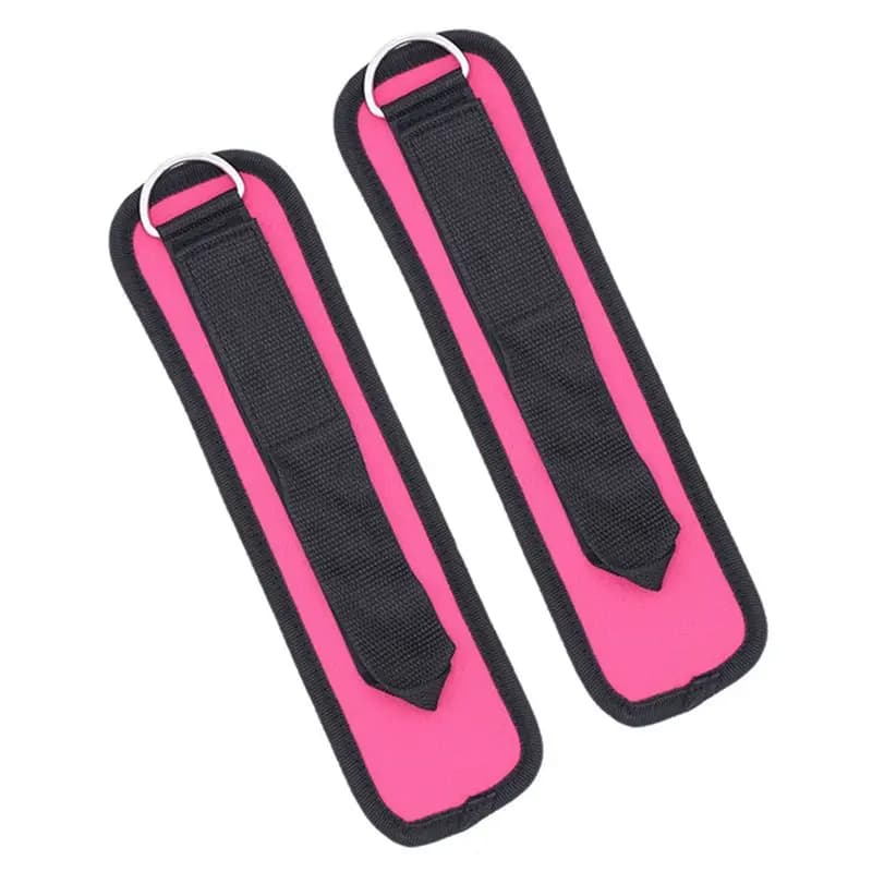 AEF6-2X Adjustable Strap with D Ring for Cable, Body Building Resistance Belt, Multipurpose Cuffs for Cosmetics and Cables, Pink Red Color