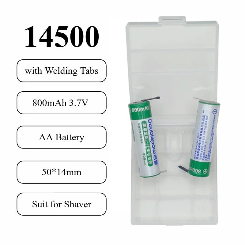 800 mAh 14500 3.7 V rechargeable AA battery with welding tabs for Braun Philips electric toothbrush batteries
