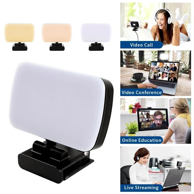 Ring lamp for video conferencing and selfie, for iPad, laptop, PC, webcam, studio, dimmable LED lighting with YouTube clip and live streaming