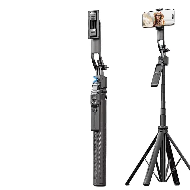 C17 Stabilizzatore Gimbal Pieghevole con Tracciamento Facciale AI, Rotazione Automatica a 360 Gradi, Asta Selfie Treppiede in Metallo per Smartphone e Fotocamera