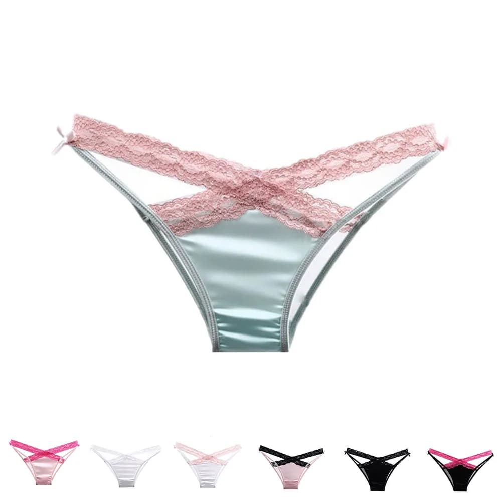 Women's Sexy Mutandine in Satin with Cross Belt Drilled, High Life Female Lingerie