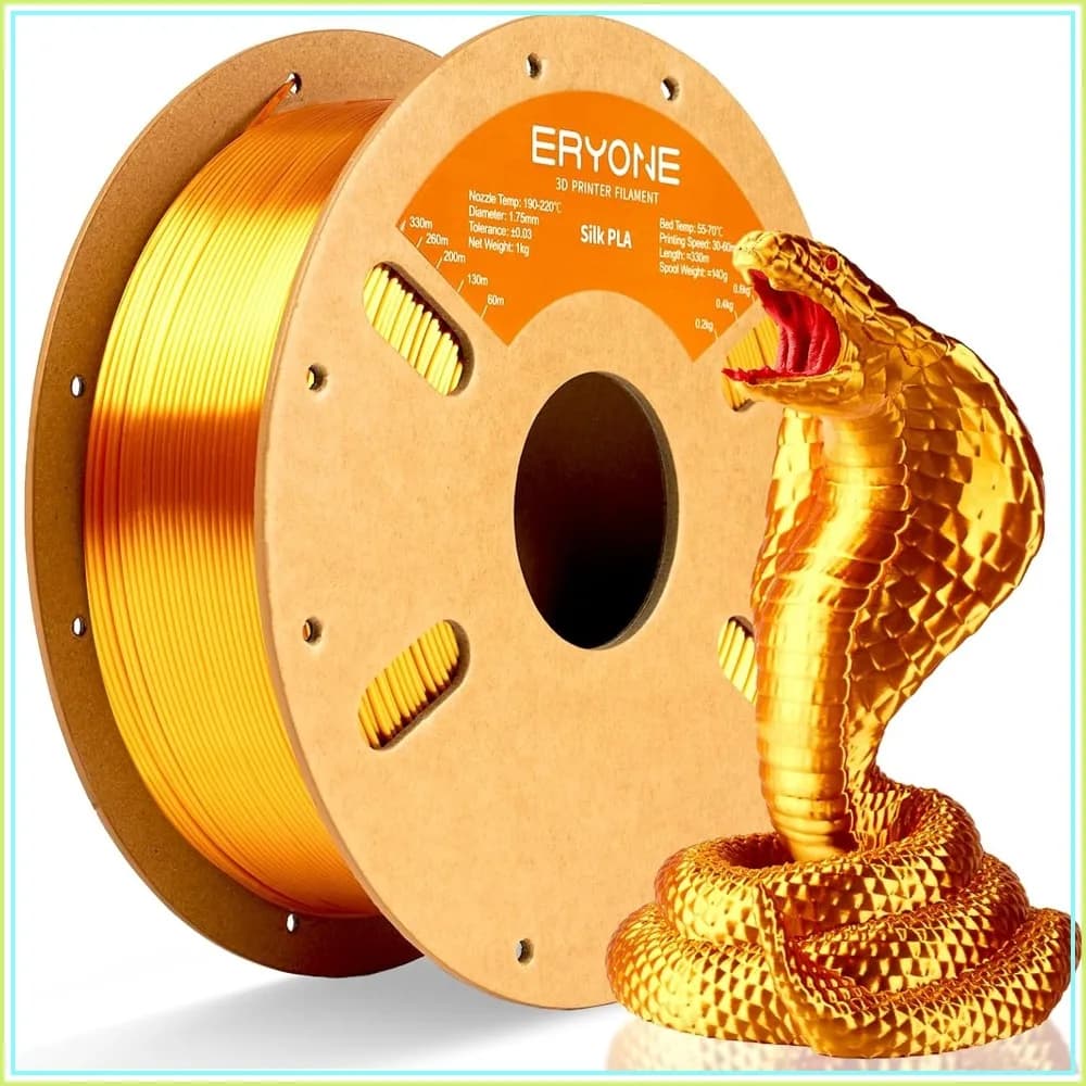 Silk PLA Filament 1.75mm ±0.03mm, 1kg Spool, Liquid Gold – Shiny Metallic Finish for 3D Printers