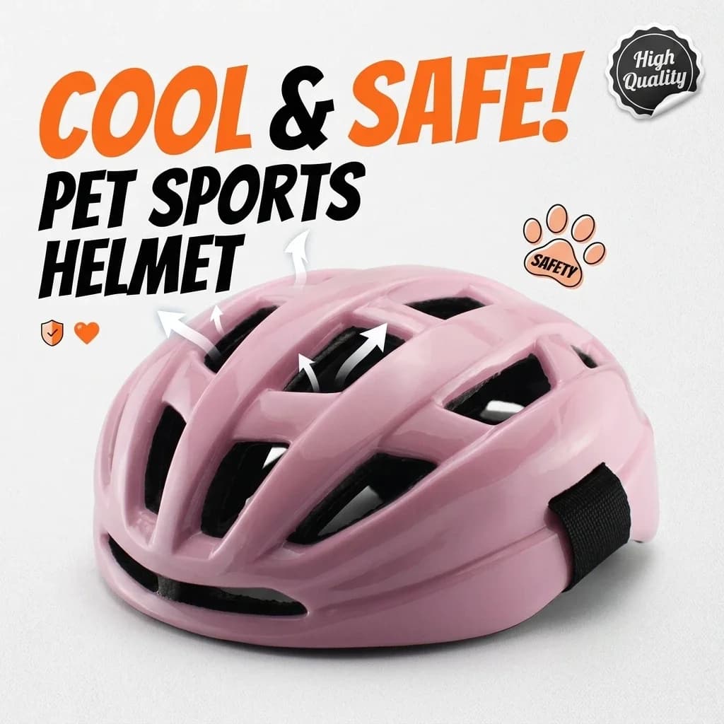 Pet Helmet Dog Helmet for Motorcycle Biking Safety Riding Cap, Adjustable Puppy Kitten Hard Hat with Vents, Breathable Protective Headgear for Small Medium Pets Outdoor Travel Accessories