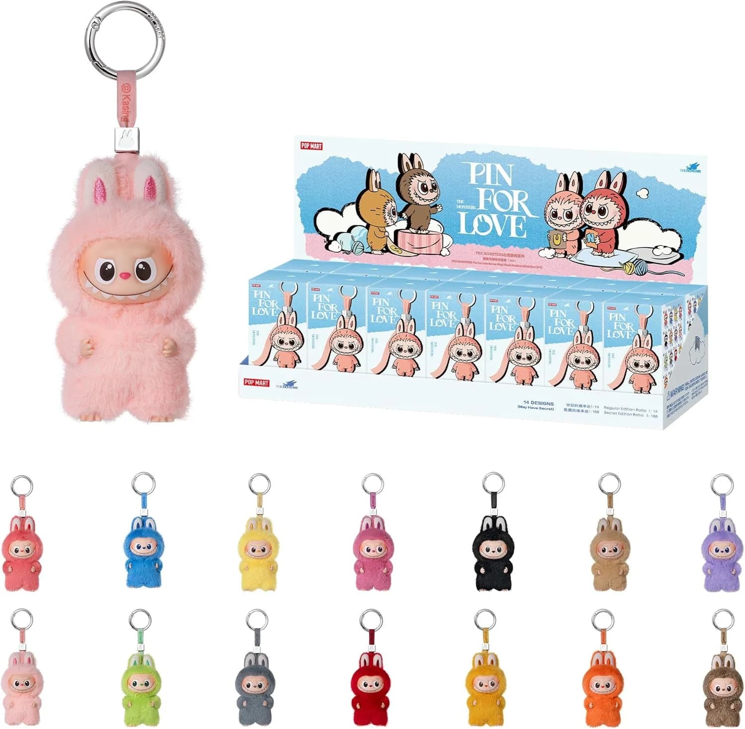 POP MART LABUBU Blind Box THE MONSTERS PIN FOR LOVE Series Vinyl Plush Pendant Mystery Box Guess Bag Toy Doll Cute Anime Figure