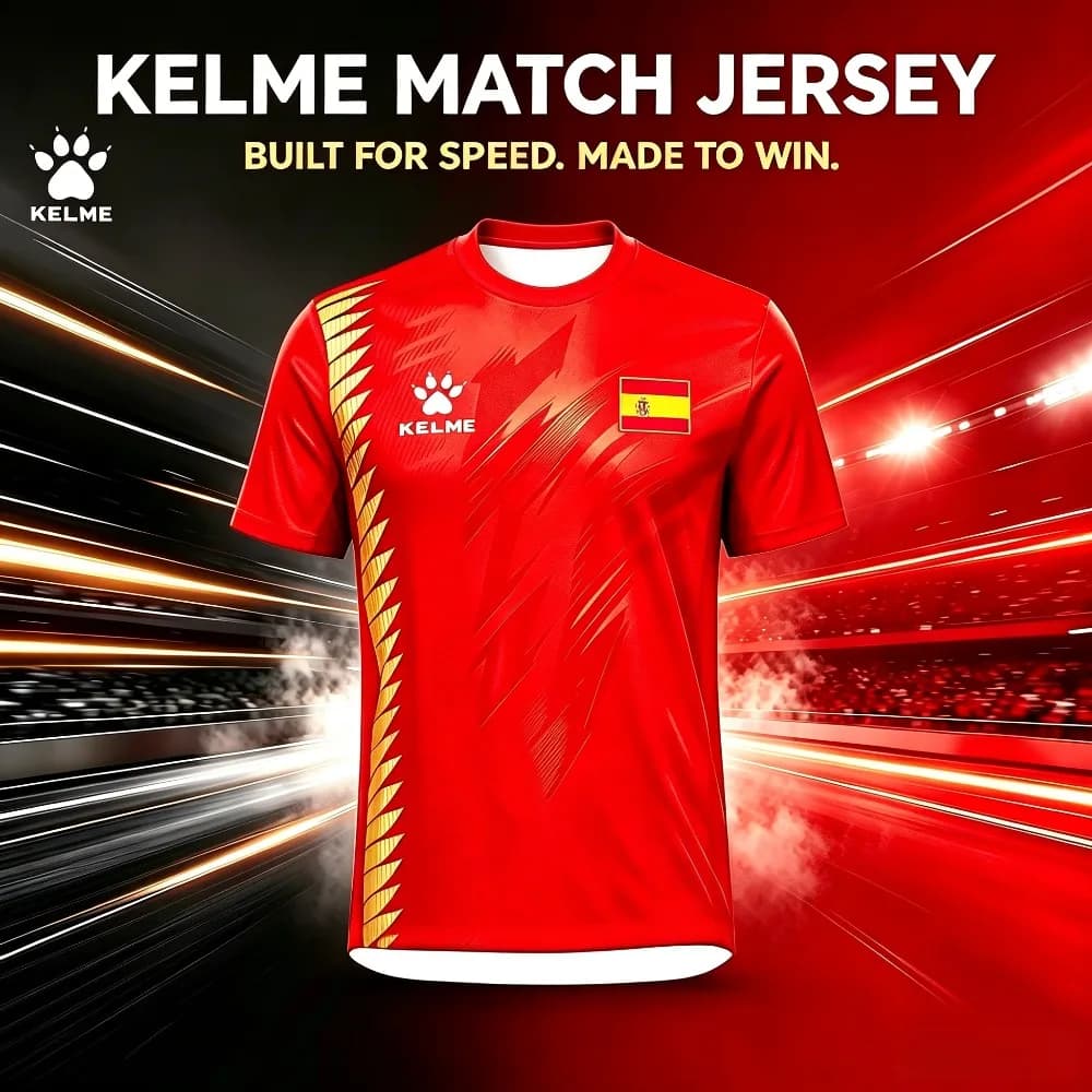 2026 KELME Spain Summer Men Soccer Jersey Breathable Quick Dry Football Spain Match Uniform Training Sport T-shirt for Sport