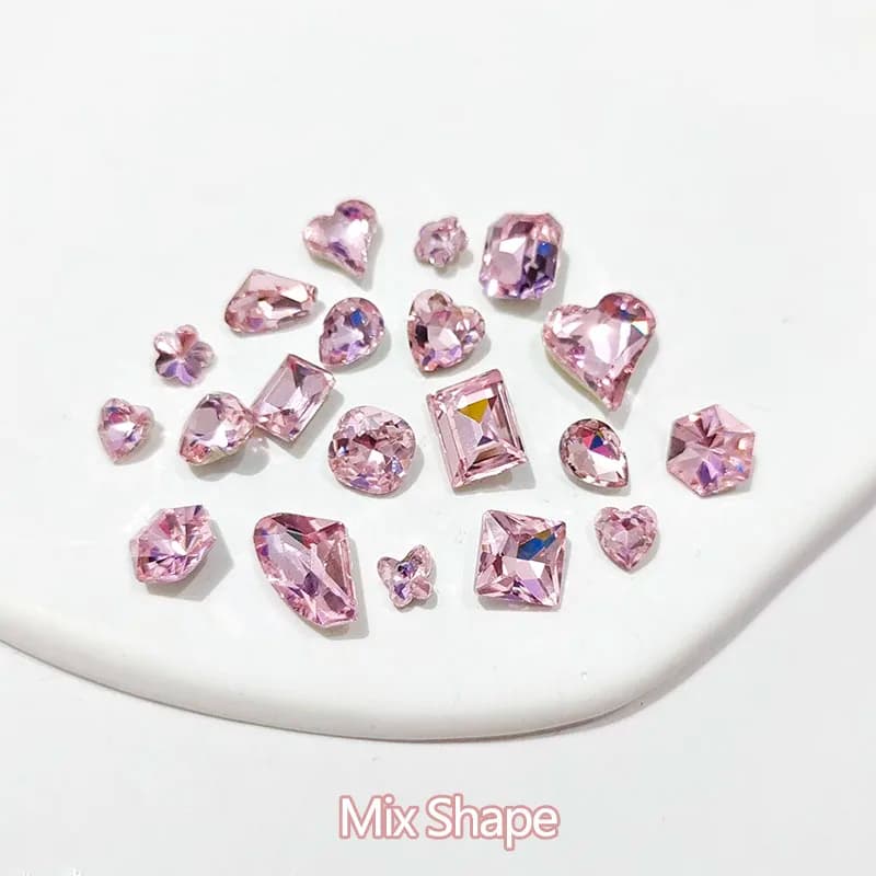 Cristallo rosa stili multipli di vetro con fondo a punta Nail Art strass accessori per ornamenti per Manicure fai da te pietra 10 pezzi/30 pezzi