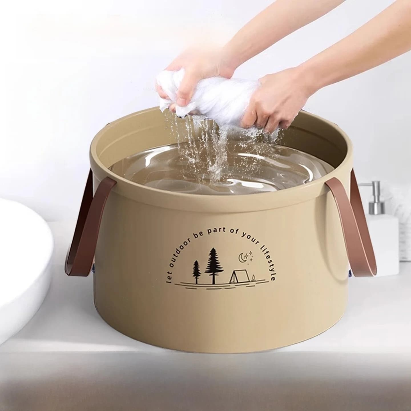Bacinella Pieghevole Portatile Rinforzata per Esterni, Lavaggio Verdure, Borsa per Bucato da Viaggio, Bacinella Portatile, Vasca per Pediluvio Pieghevole