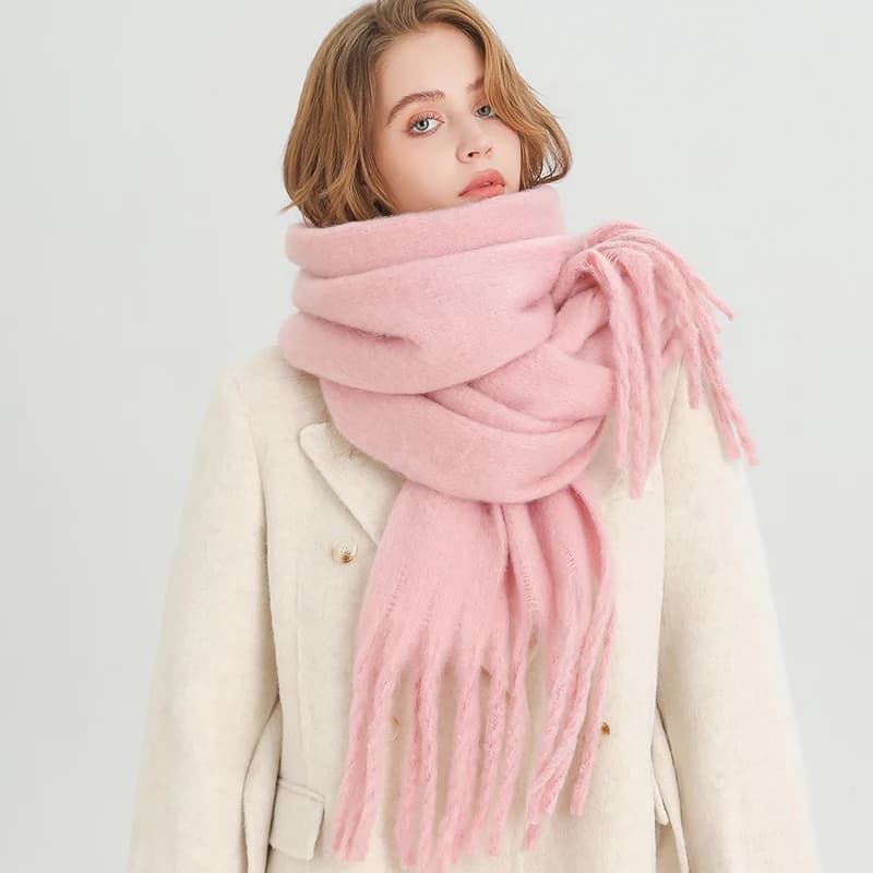 Sciarpa invernale per donna Cashmere caldo solido coperta di Pashmina avvolge femminile spesso morbido Bufanda grande scialle con nappa poncho lungo Echarpe