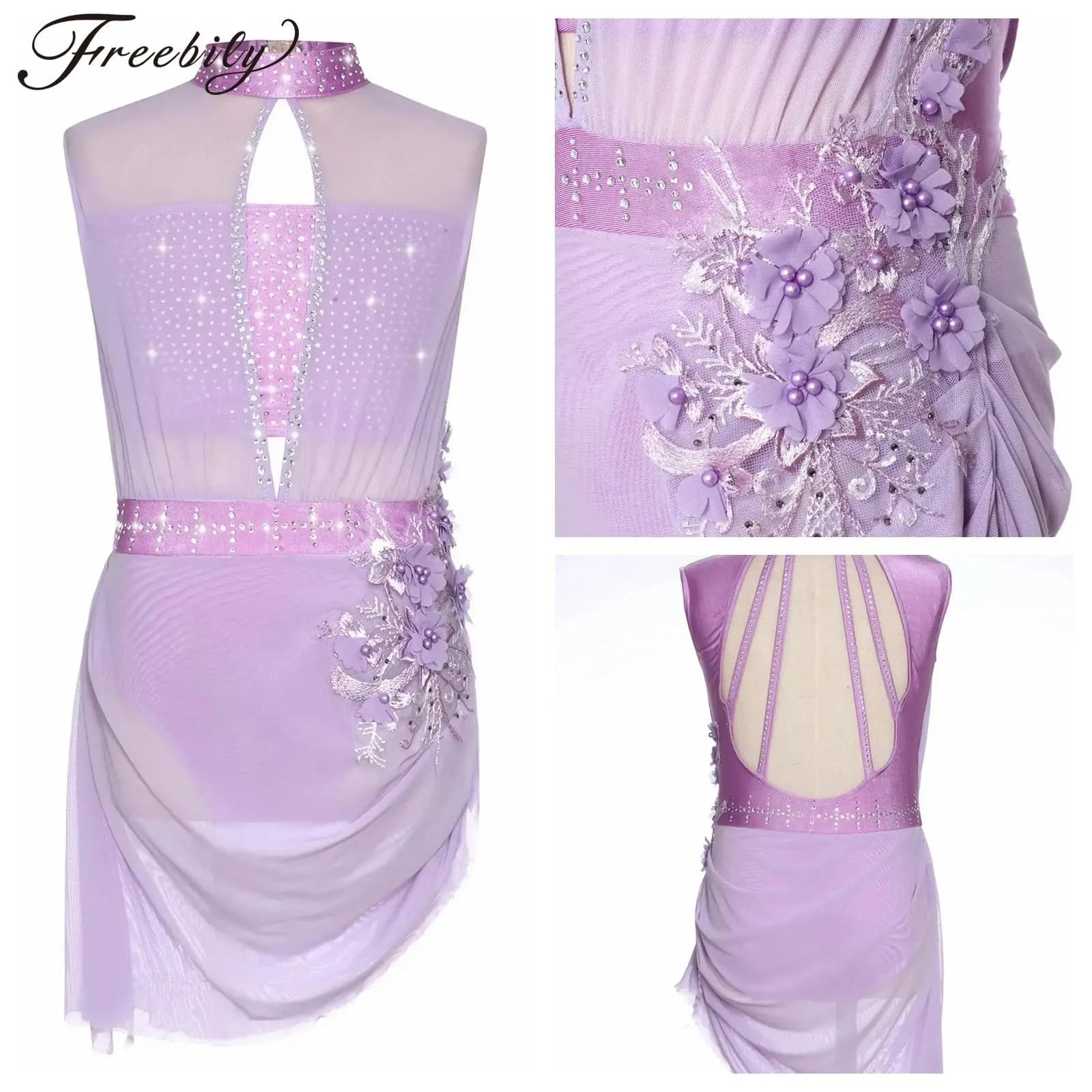 Ragazza per bambini Ginnastica Balletto Vestito da ballo lirico Abiti da pattinaggio di figura Dancewear Bambini Spettacolo teatrale Costume contemporaneo