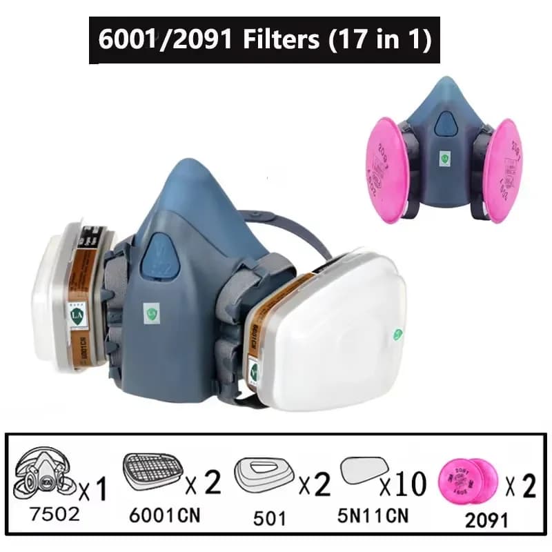 7502 Gas Mask Fireproof Spray Painting Chemical Industry Anti-Dust Chemical Respirator Anti-Organic Vapor 6001/6002/6004/2091
