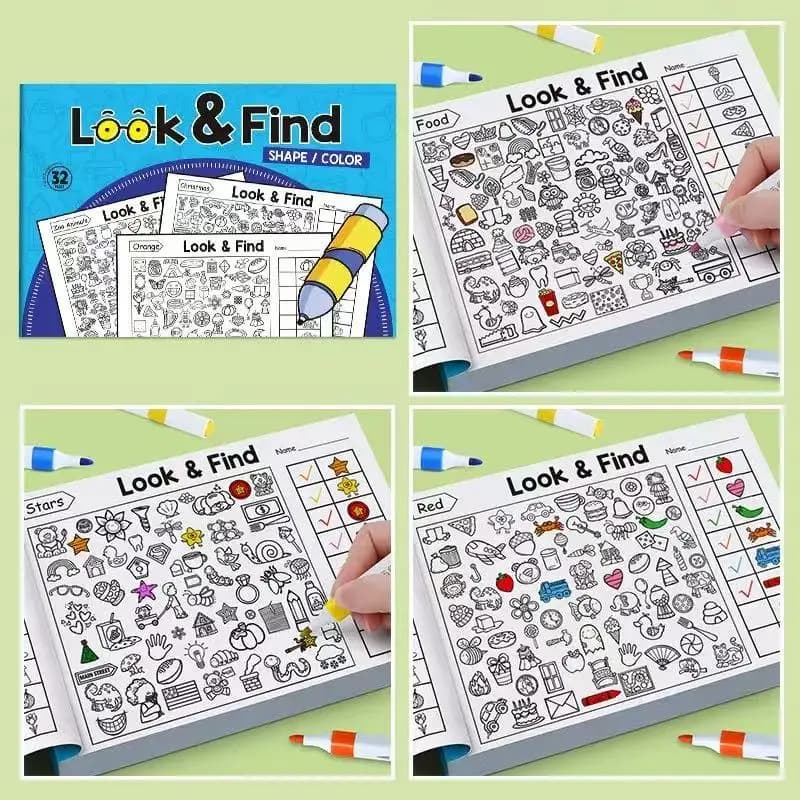 Look and Find Shape/Color Workbook for Kids Drawing Notebook 32-Page Coloring Book Notebooks Writing Pads Office School Supplies