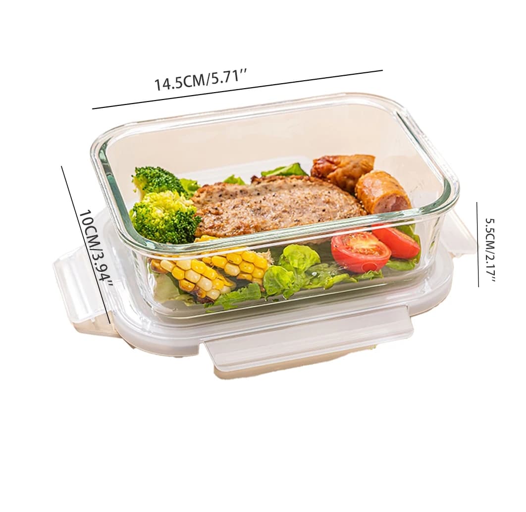 Contenitore per Pranzo in Vetro Borosilicato con Coperchio Ermetico, Contenitore per Alimenti da Microonde, Bento Box a Prova di Perdite per Lavoratori d'Ufficio