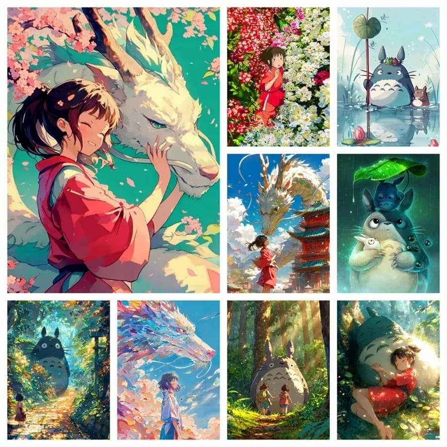 DIY Oil Painting By Numbers Fantasy Anime Girl And Dragon Home Decoration Wall Living Room Decor Best Gift Frameelss