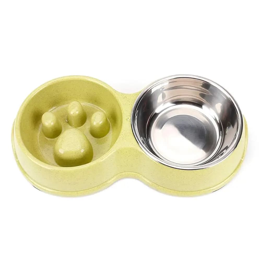 Ciotola Doppia per Cani a Lenta Alimentazione, Dispenser Anti-Soffocamento in Acciaio Inox per Cibo e Acqua per Cani e Gatti