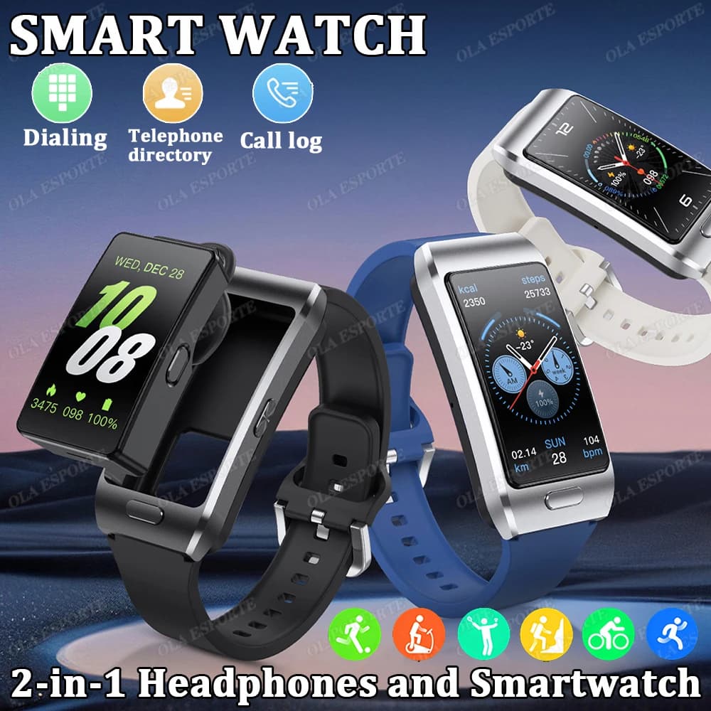 2025 New Upgrage 2-in-1 Women's Watch Headset GPS Track Men GPS Track Call Bluetooth Health Monitor Watches For Android Phone IOS