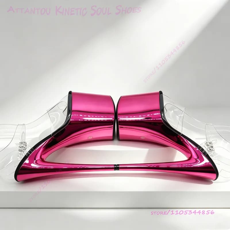 Sandali Rosa Glitterati con Cristalli Elettroplaccati, Tacco 20cm, Plateau 8 Pollici, Fibbia in Camoscio Nero, Scarpe da Palcoscenico per Pole Dancing