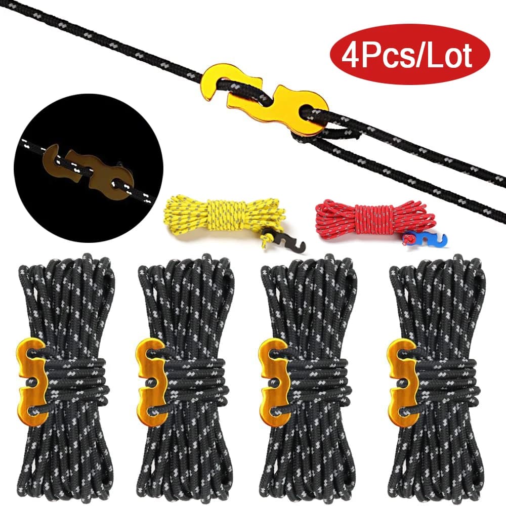4 pezzi di tiranti per esterni corde per tende corda da campeggio riflettente con tiranti in alluminio regolatore tenditore per tenda telo a baldacchino