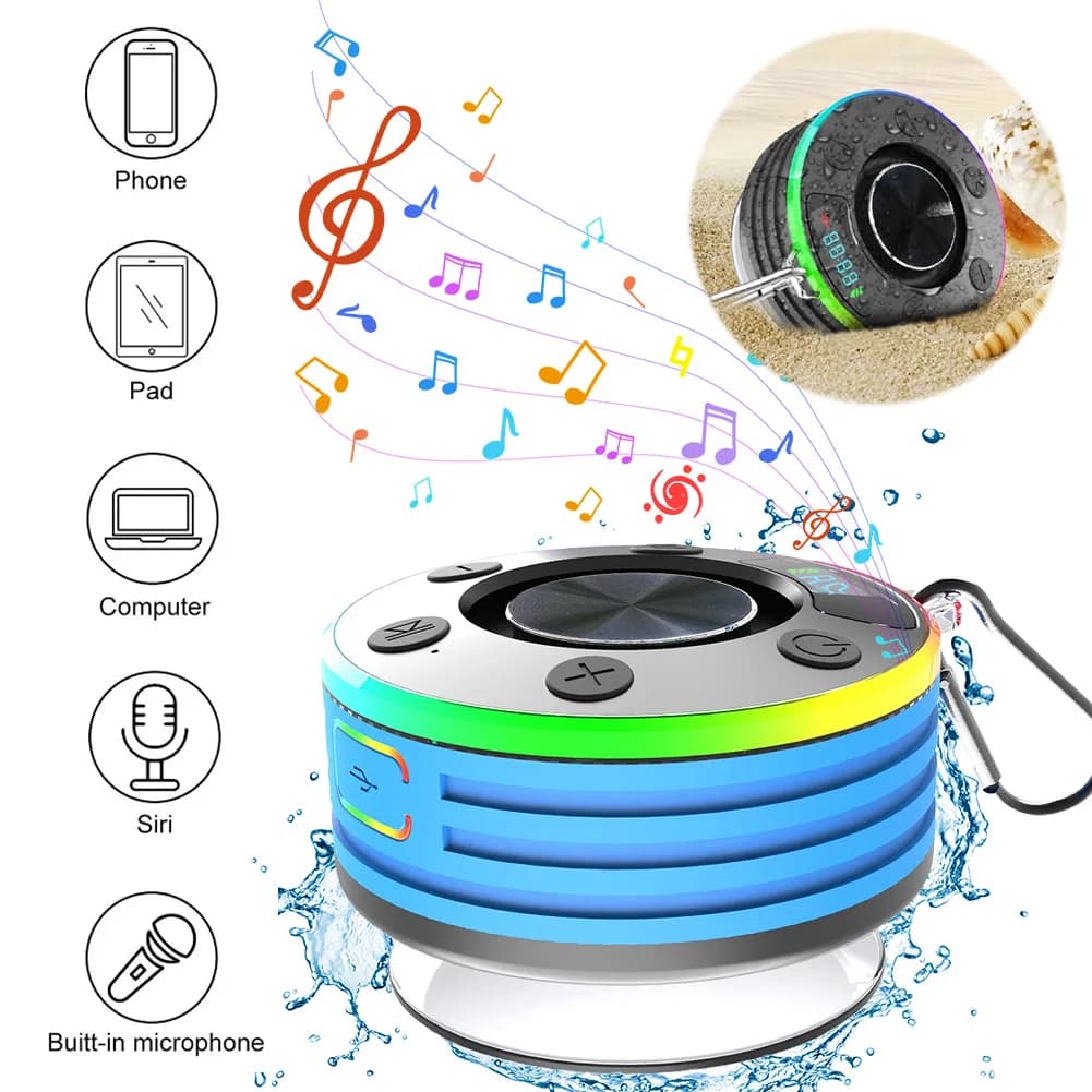 Altoparlante da doccia compatibile con Bluetooth, altoparlante wireless impermeabile IPX7 (blu)