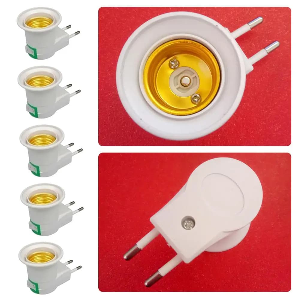 5pcs E27 LED Light Socket White Lamp Holder To EU Plug/US Plug Holder Adapter Converter ON/OFF for Bulb Lamp