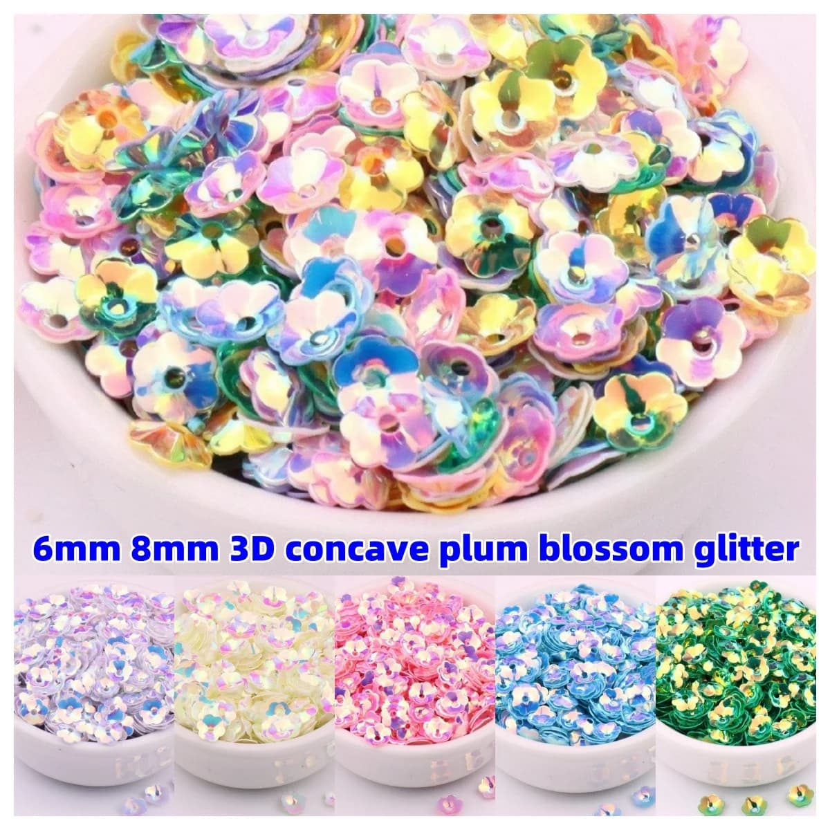 10 g/pacco 6mm 8mm Concavo Paillettes Fiore di Prugna Decorazione Di Natale Artigianato Paillettes Ornamento FAI DA TE Cucito Lentejuelas Accessori