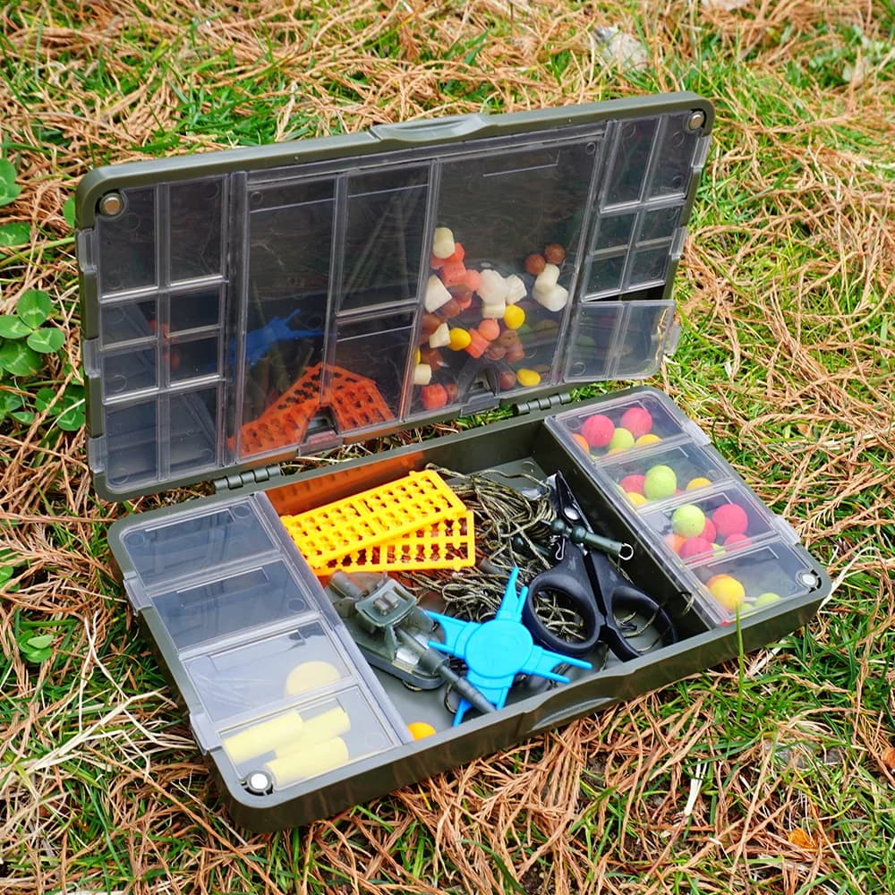 Hirisi Carp Fishing Storage Box Portable Organizer for Fishing Equipment 27 Grid Magnetic compartments Fishing accessories