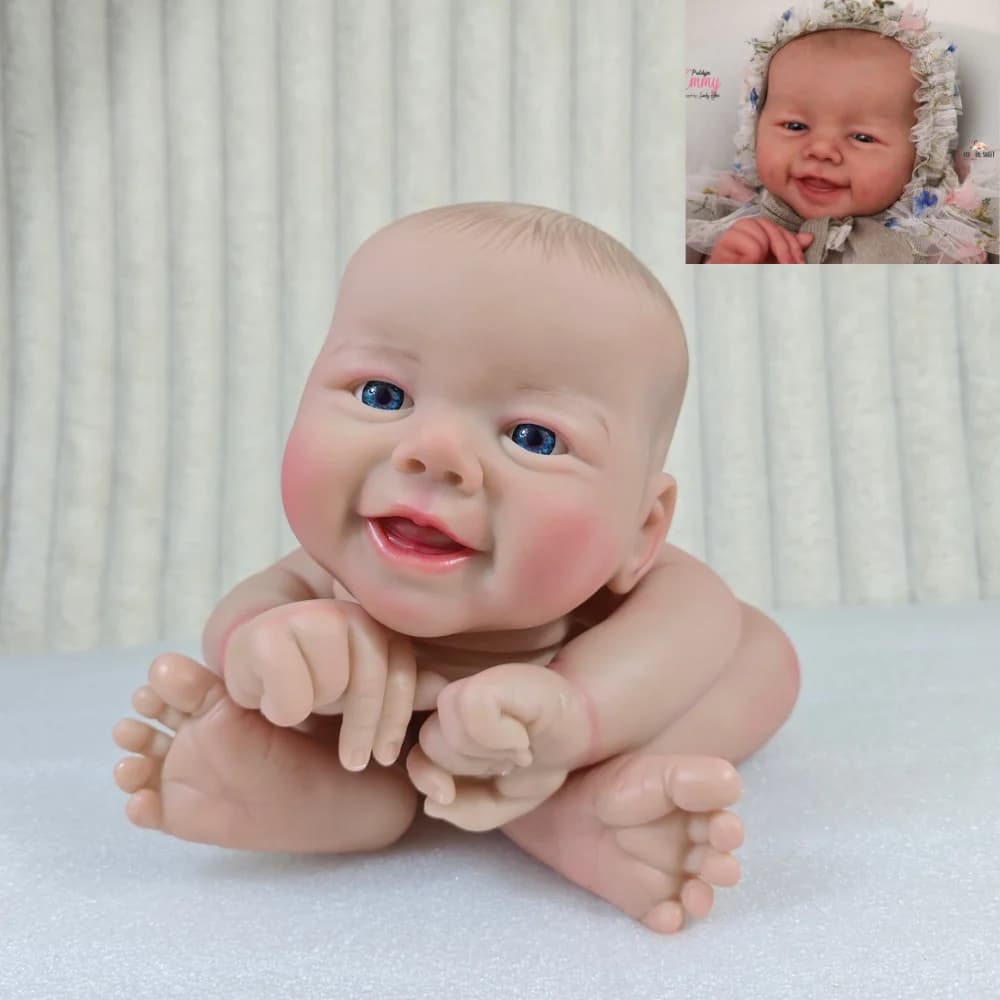 18 Inch Lifelike Painted Smile Emmy Unfinished Reborn Doll Kit With Cloth Body Suitable for DIY Customization