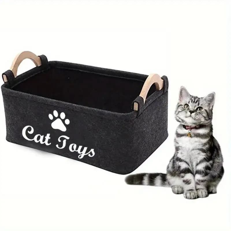 Elegante cesto portaoggetti in feltro per giocattoli per animali domestici, organizer durevole per giocattoli per gatti e cani, vestiti sporchi e prodotti per la pulizia - Stampa di lettere