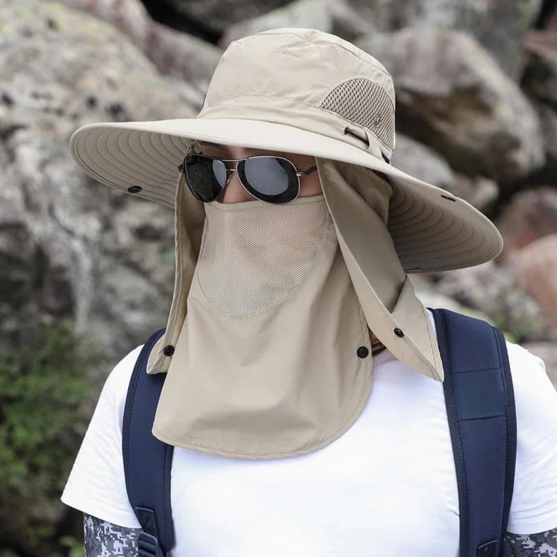 Cappello per protezione solare da pesca all'aperto Parasole traspirante regolabile per uomini e donne Escursionismo Pesca Cappello completamente coperto all'aperto