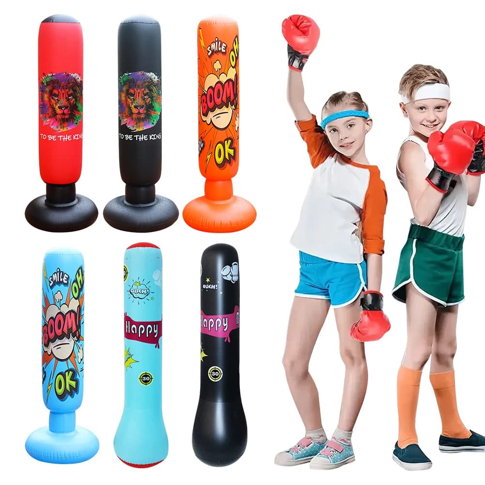 Kids Inflatable Punching Bag Bounce-Back Punch Bag Thickened Inflation Punching Column PVC Tumbler Sandbag for Boxing Training