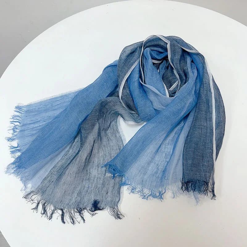 2024 Nuova sciarpa decorativa casual da uomo d'affari a righe blu in lino Purle