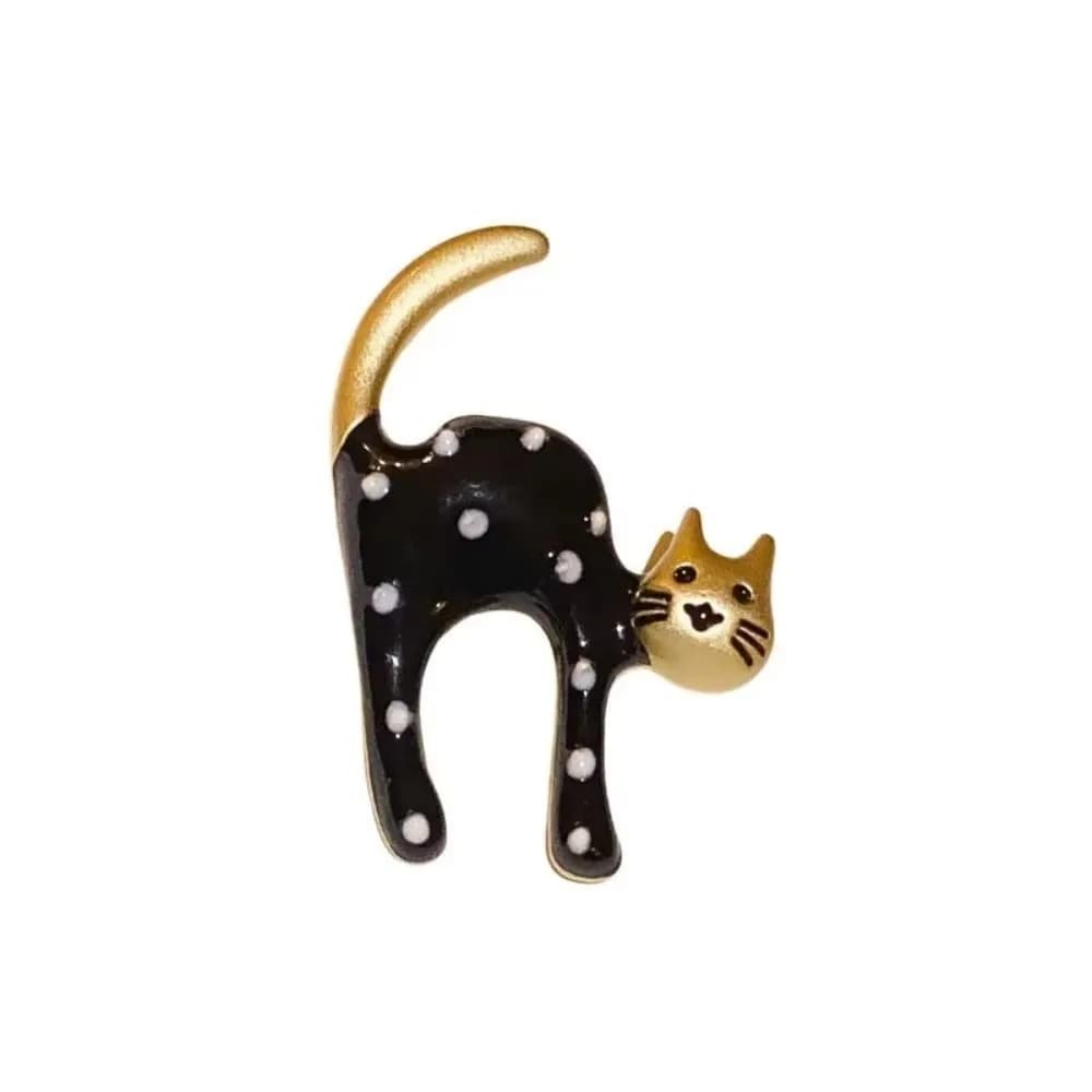 Creative Cute Kitten Cat Brooches Enamel Black White Cardigan Clip Cartoon Animal Scarf Adjuster Clothing Accessories