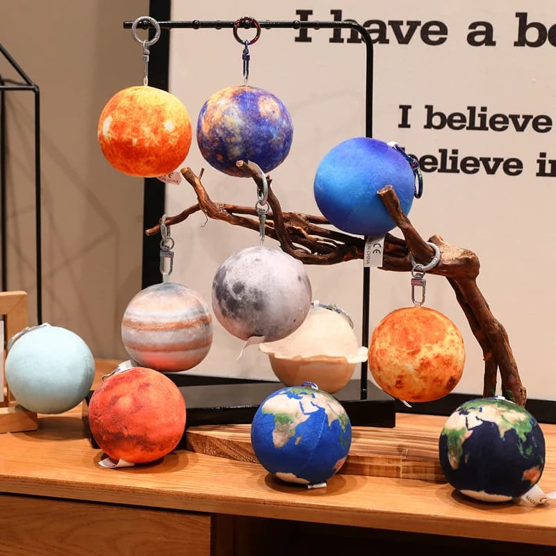 Realistico Sistema Solare Pianeta Terra Sole Marte Portachiavi Peluche Farcito Mercurio Giove Saturno Urano Nettuno Giocattolo Educativo Pendan